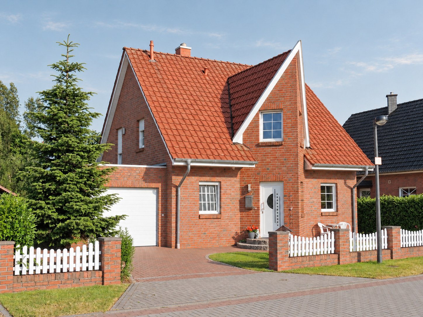 Klinkerhaus mit weißem Gartenzaun – verkaufte Immobilie